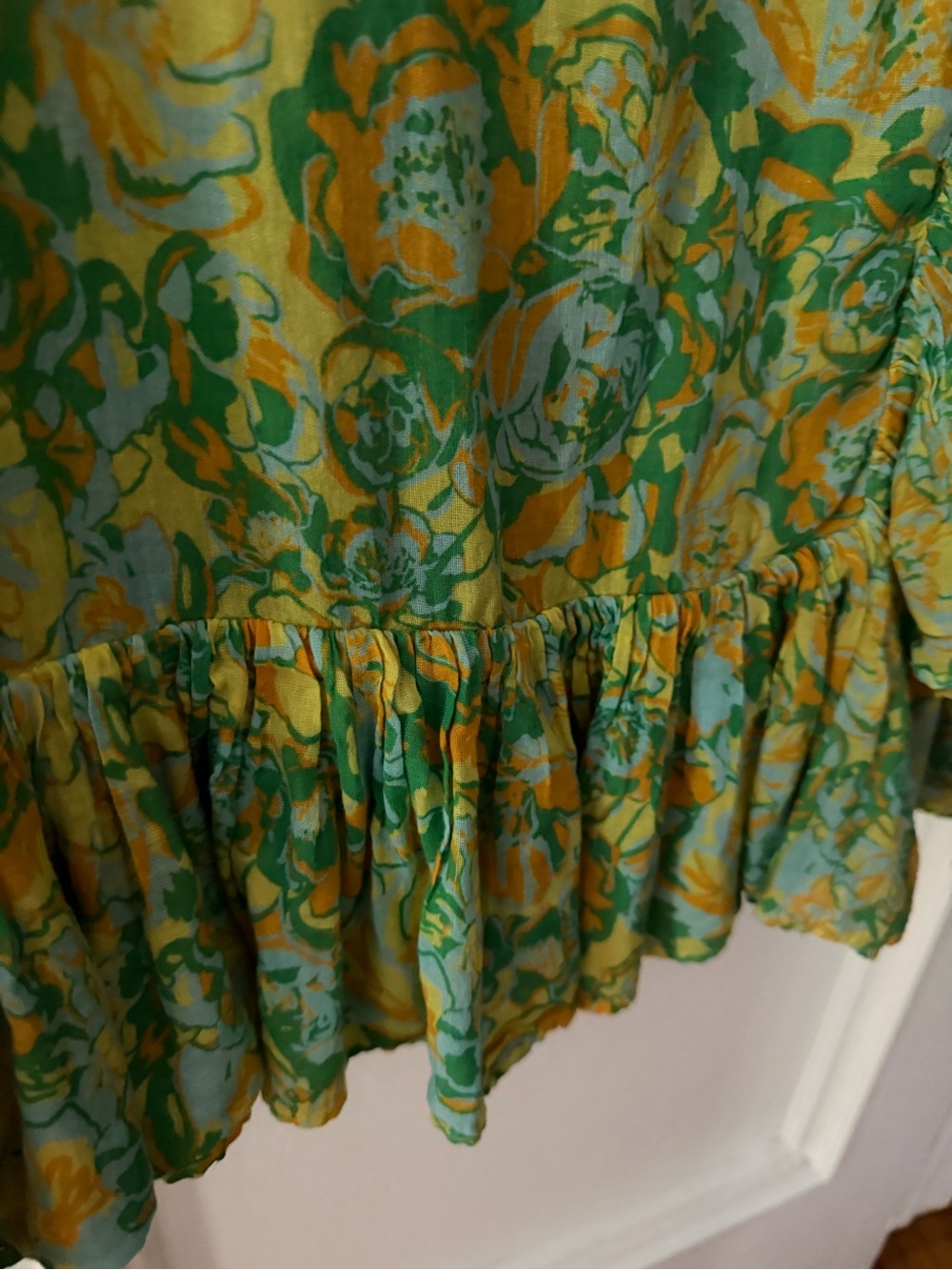 Coniglio Palm Beach “SET” Floral Cotton Gauze Ruffle Pareo Dress in Lime Green💚 - Picture 5 of 12